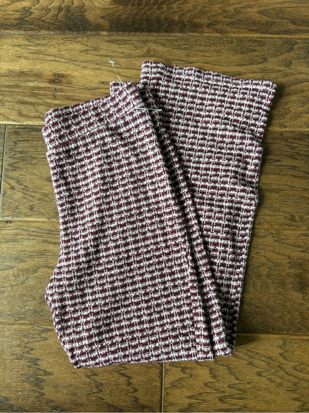 Zara Maroon and White Knit Leggings